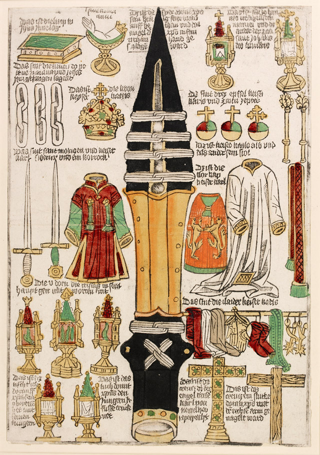 Print of the Relics of the Holy Roman Empire, hand-colored